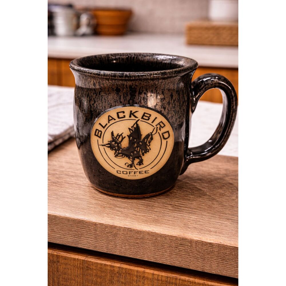 Blackbird Coffee Stoneware Mug Handcrafted Sunset Hill USA Speckled Pottery